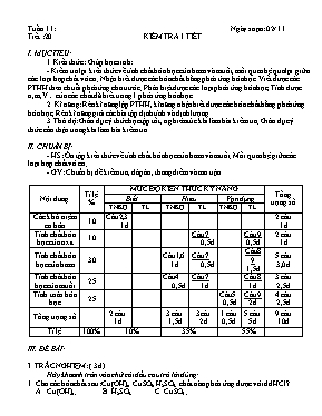 Giáo án Hóa học Lớp 9 - Tiết 20 Kiểm tra 1 tiết